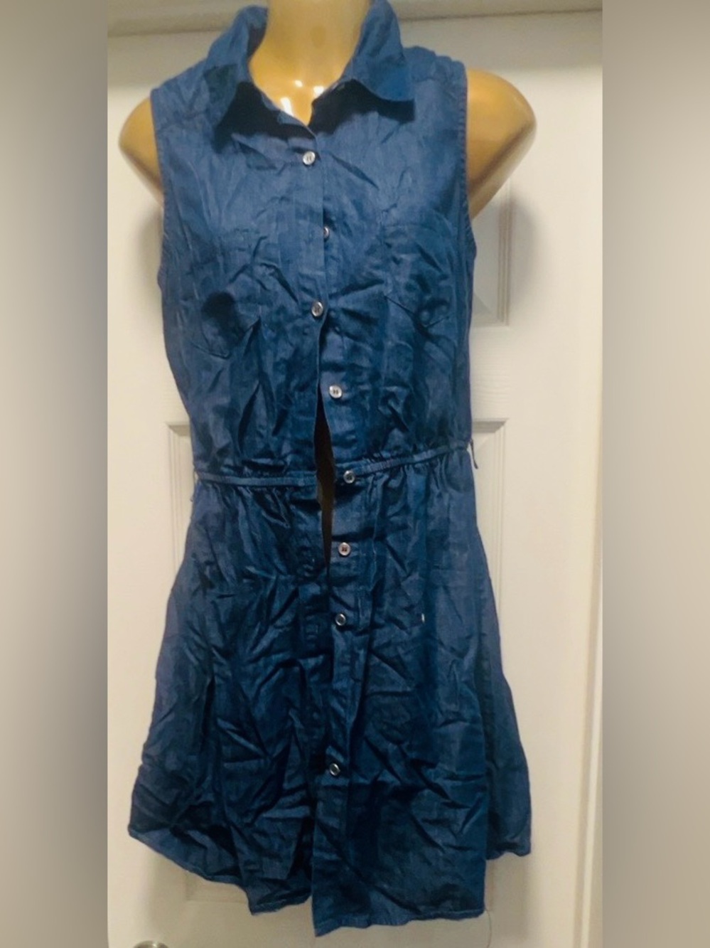 Love Reign Sleeveless Navy Blue Button-Down Dress (Bin 6-39)